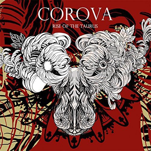 Red album cover with detailed white line art of a bull’s head.