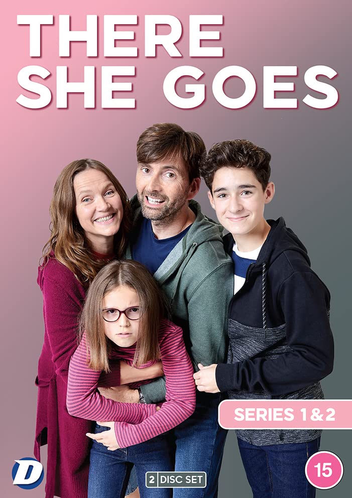 DVD cover featuring a family of four posing against a pink and grey background.