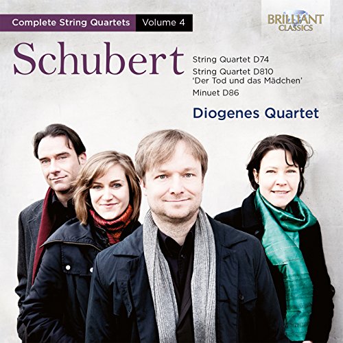 CD cover featuring four musicians with "Schubert" and "Diogenes Quartet" text on a grey background.