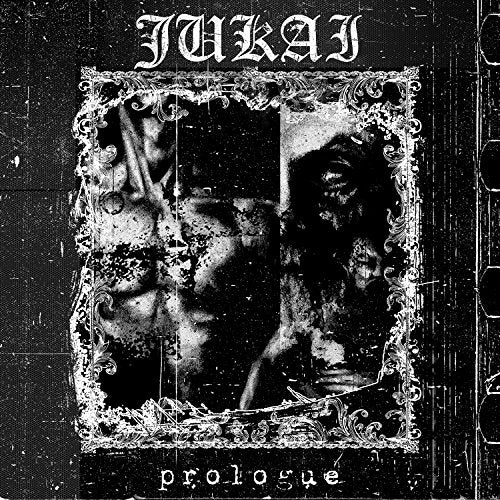 Black and white album cover with distorted figures in ornate frame.