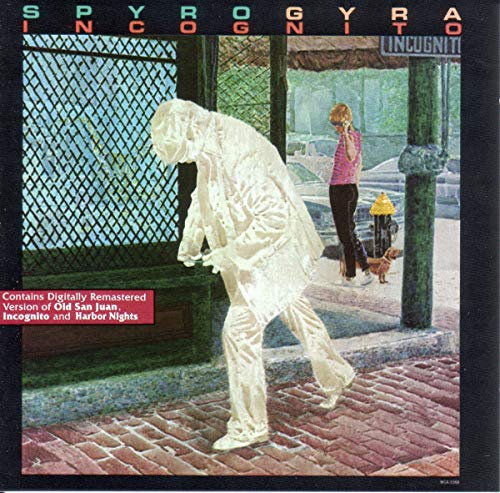 "Smooth jazz album cover with a man in white walking on a brick sidewalk."