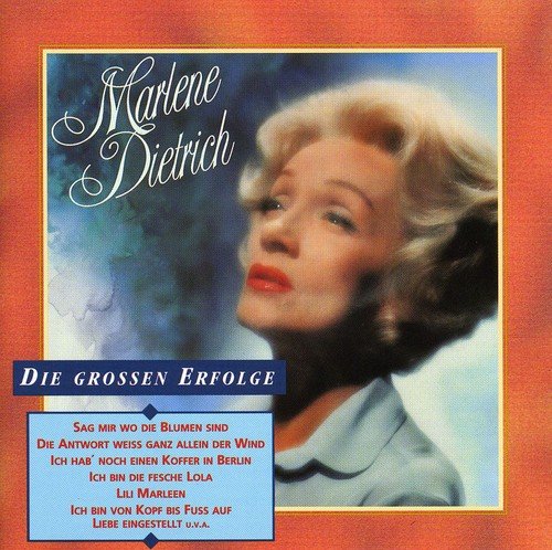 Marlene Dietrich CD cover with portrait and song titles in German.