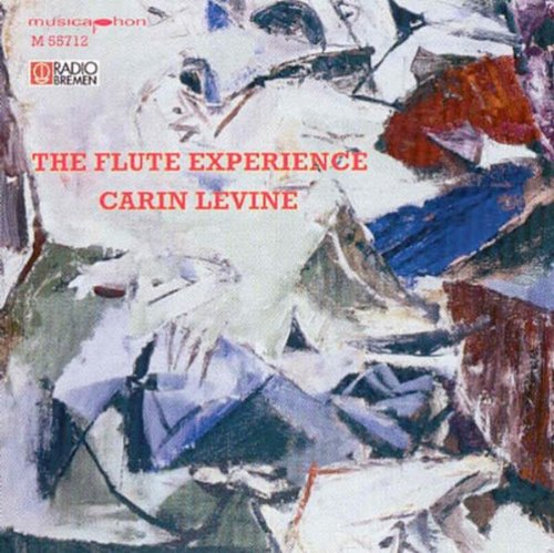 CD cover for Carin Levine’s “The Flute Experience” with abstract art.