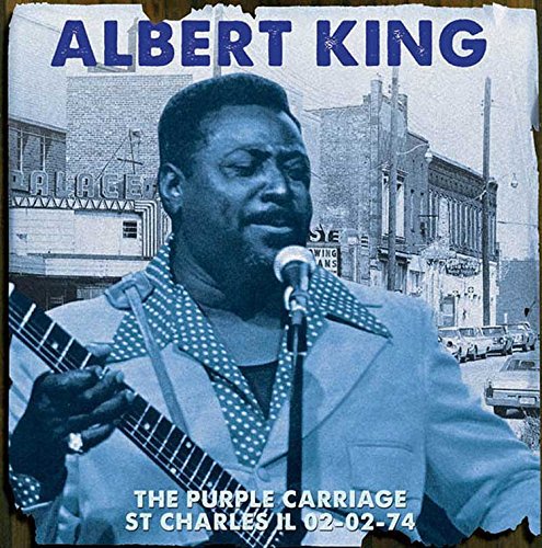 Albert King performing with a guitar, album cover for "Purple Carriage.