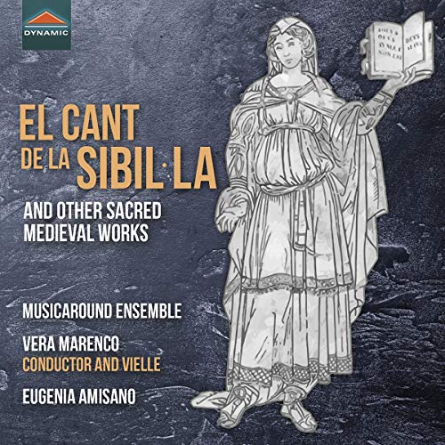 CD cover: illustration of a woman with an open book, medieval style.