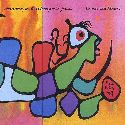"Album cover art featuring a cartoon dragon with colorful scales and a red eye."