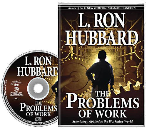 CD case for "The Problems of Work" by L. Ron Hubbard, with gears imagery.