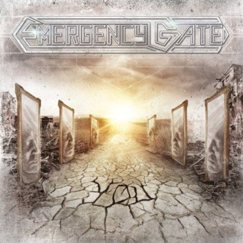 Album cover for "Emergency Gate" with cracked ground and doorway imagery.