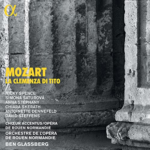 CD cover for Mozart’s “La Clemenza Di Tito” with stone columns.