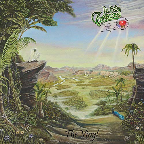 CD cover: lush garden landscape with figures and a peacock.