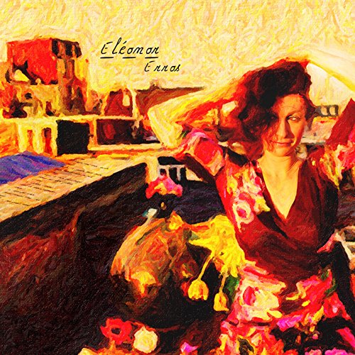 CD cover: painted portrait of a woman with flowers, city background.