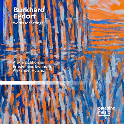 CD cover with abstract orange and blue brushstroke painting, text details.