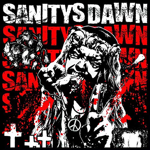 Black vinyl record cover with a distorted, aggressive face and red splatters.