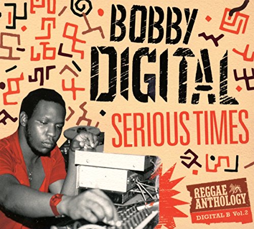 Album cover with man typing on a typewriter, tan background, and abstract designs.