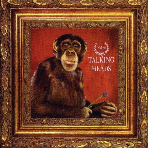 "Album cover art: a monkey holding a flower, framed in ornate gold border."