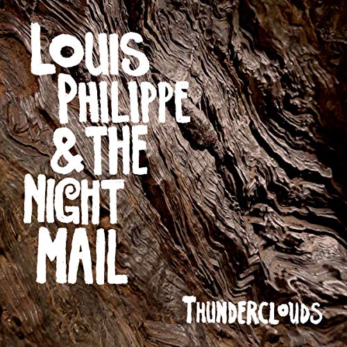 Vinyl album cover with white text on dark, swirly brown background.