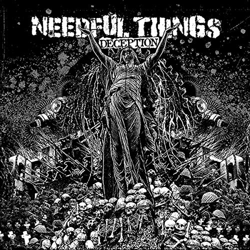 Black and white CD cover with a figure and skulls.