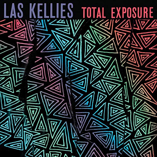 CD cover for Las Kellies’ “Total Exposure” with colorful triangle patterns.