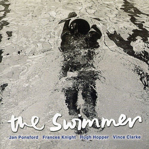 Black and white photo of a swimmer, CD cover for "The Swimmer".
