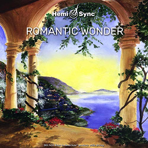 "Album cover art with archway overlooking a serene ocean landscape at sunset."