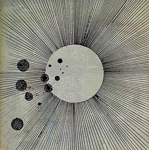 Black and white abstract CD cover with radiating lines and circles.