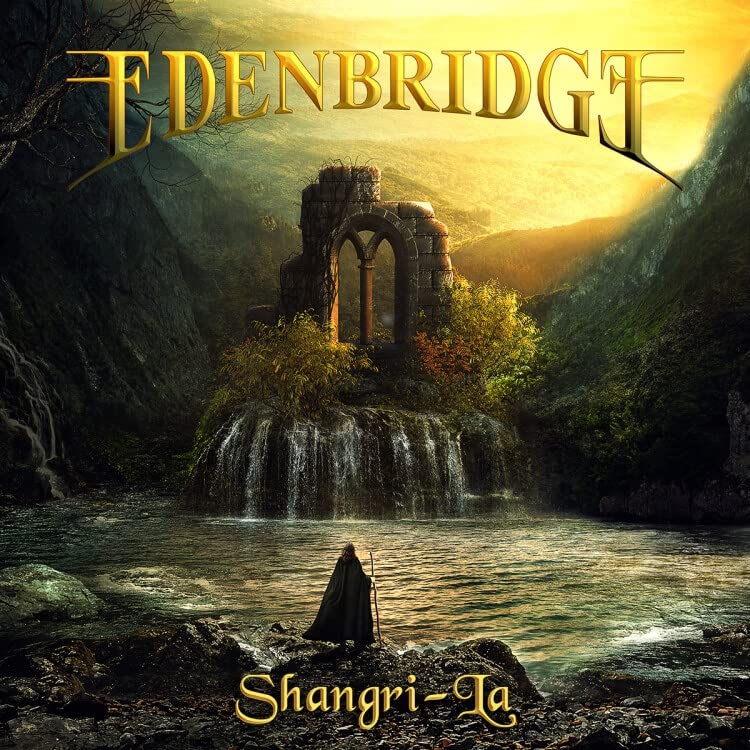 CD cover: fantasy landscape with a stone archway and waterfall.