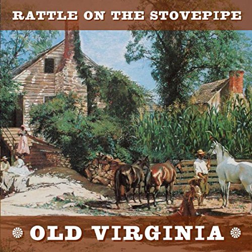 "CD cover featuring a rustic scene with log cabin, animals, and people."