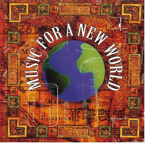 "CD cover with 'Music for a New World' text and a globe image."
