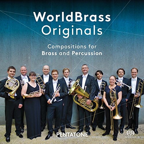 "CD cover featuring a group of musicians holding brass and percussion instruments."
