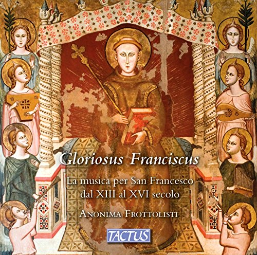 "CD cover featuring a medieval painting of Saint Francis surrounded by angels."