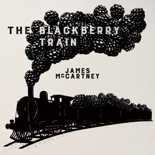 Album cover for "The Blackberry Train" by James McCartney, featuring a black silhouette of a train.