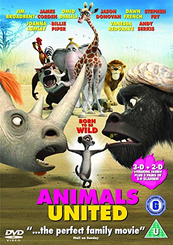 DVD cover for Animals United featuring a group of animated wild animals.