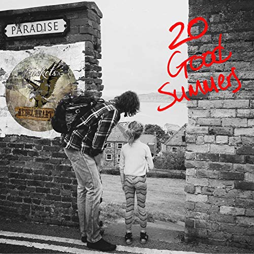 Black and white album cover featuring two figures and red text.
