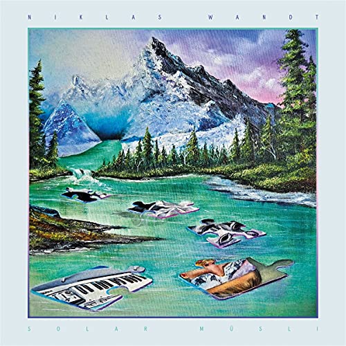 CD cover: painted mountains, lake, and floating musical instruments.