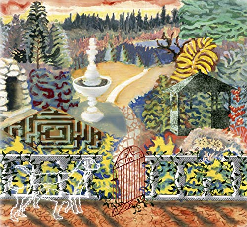 CD cover art: colorful garden scene with fountain, maze, and statues.