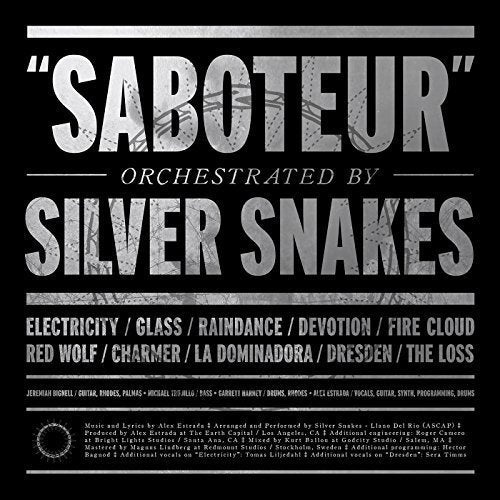 Silver Snakes "Saboteur" vinyl record cover: dark background with metallic text.