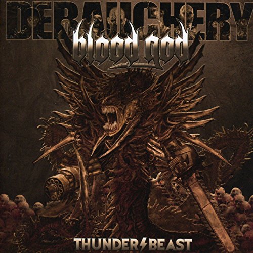 CD cover: monstrous beast with skulls, band names "Debauchery Vs. Blood God".