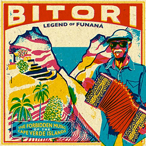 Vintage-style album cover featuring a musician with an accordion and island landscape.