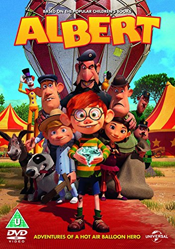 DVD cover for Albert featuring animated characters in front of a hot air balloon.