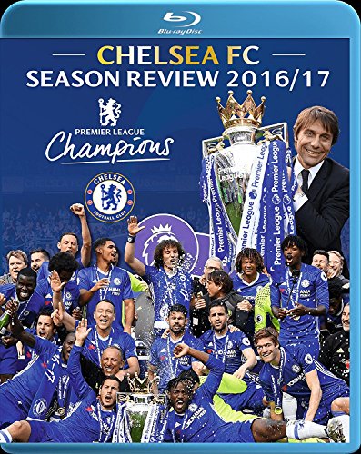 Chelsea FC 2016/17 season review Blu-ray cover with celebrating team and coach.