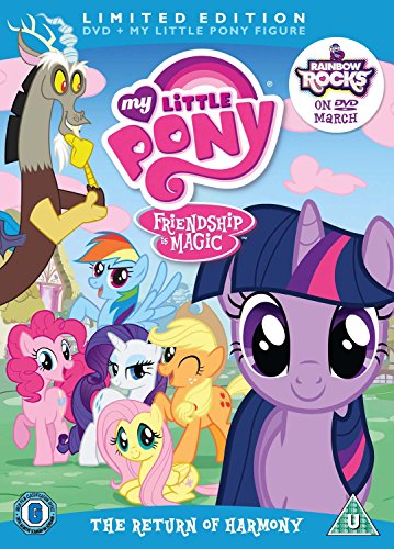 My Little Pony" DVD cover featuring colorful ponies and Discord.