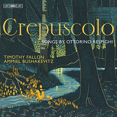 CD cover for Respighi’s “Crepuscolo” featuring a dark, stylized forest scene.