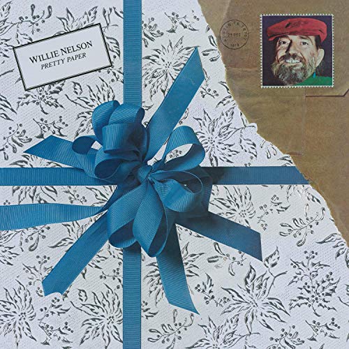 “Pretty Paper” CD cover featuring Willie Nelson’s portrait and gift wrap design.