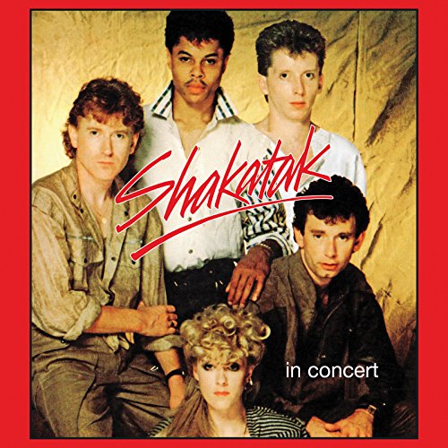 "CD cover featuring the band Shakatak, five members posing together, red border."