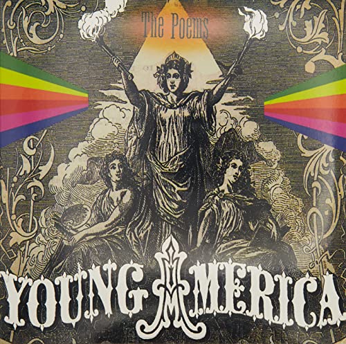 Vintage-style album cover with figures and rainbow-colored beams.