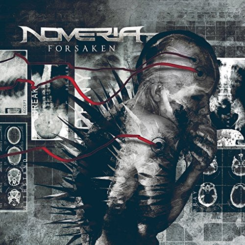 CD cover for Noveria’s “Forsaken” featuring a distressed, robotic face.