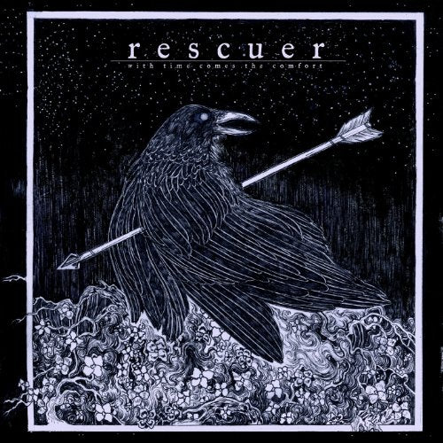 Black and white album cover featuring a crow pierced by two arrows.