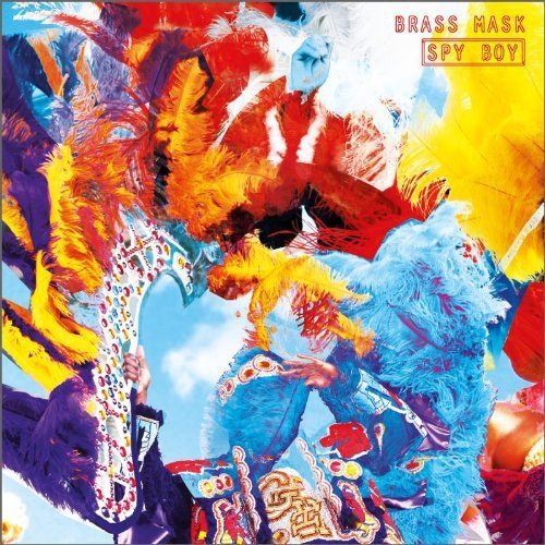 "Vibrant album cover with colorful, furry creatures and a man against a blue sky."