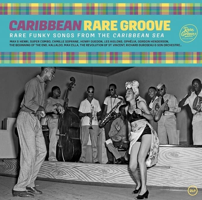 Vintage album cover featuring a group of musicians performing outdoors.