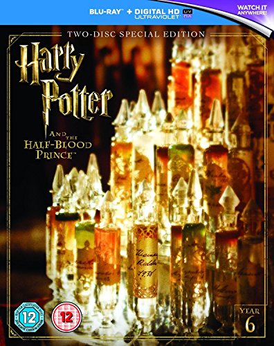 "Blu-ray case with 'Harry Potter and the Half-Blood Prince' cover featuring potion bottles."